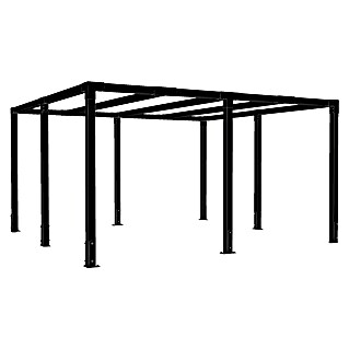 Plus Pergola Cubic (L x B x H: 387 x 387 x 217 cm, Holz, Schwarz RAL 9005, Ohne Tokyozäune)