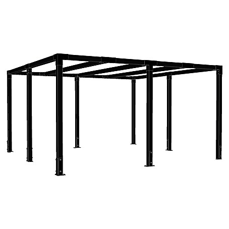 Plus Pergola Cubic (L x B x H: 387 x 387 x 217 cm, Holz, Schwarz RAL 9005, Ohne Tokyozäune)