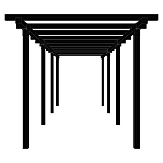Plus Pergola Cubic 3 tlg. (L x B x H: 664 x 238 x 226 cm, Holz, Ohne Tokyozaun, Schwarz RAL 9005)
