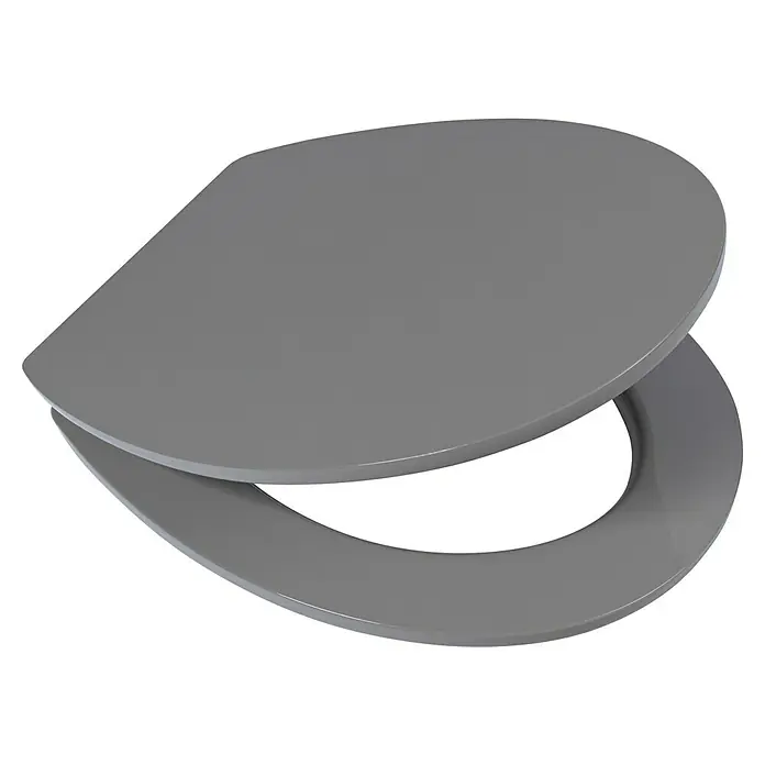 Poseidon Tapa de WC Kolorit - MDF, Antracita, Con caída amortiguada - Asiento de inodoro gris con tapa ligeramente abierta, un diseño moderno para cualquier baño. Construcción duradera para perdurar.
