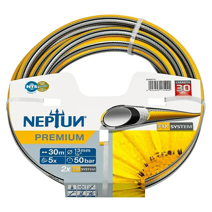 Neptun Premium Gartenschlauch - Länge: 30 m, Durchmesser: 13 mm - Das Neptun Premium Gartenschlauch-Set bietet mit 30m Länge, 13mm Durchmesser und 50bar Druck eine zuverlässige Gartenbewässerung.