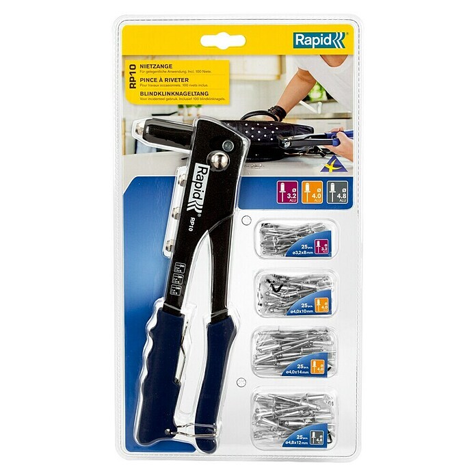 Rapid Set de remachadora RP10 (Específico para: Remaches de aluminio (Ø 3,2 mm, Ø 4 mm, Ø 4,8 mm))