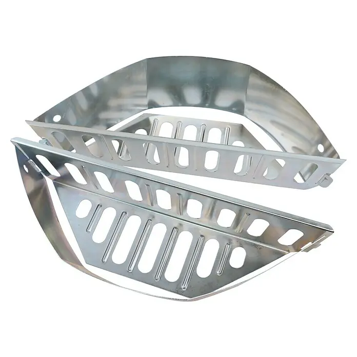 Kingstone Kohlekorb - 36 x 12,5 x 9 cm - Hier sind die abgebildeten Grill-Wärmeverteilerplatten aus Edelstahl mit Belüftungsöffnungen für eine gleichmäßige Hitzeverteilung.