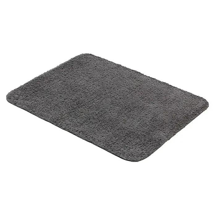 Astra Schmutzfangmatte entra SAUGSTARK - Dunkelgrau, 60 x 75 cm, Material Nutzschicht: 100 % Baumwolle - Grauer, rechteckiger Badteppich mit abgerundeten Ecken und weicher Textur. Ideal für Badezimmer und Duschen.