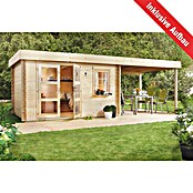 Kiehnholz Vrtna hiška Lounge 2  (Zunanje dimenzije vključno s strešnim previsom (Š x G): 605 x 282 cm, Les, Rjava) | 7435 - Blockbohlenhäuser | IAGD - Gartenhäuser | IAG - Außenbereichsausstattung | IA - Gartenhartware | I - Stadtgarten | BAUHAUS