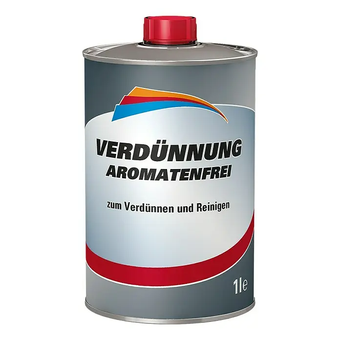Verdünnung - Aromatenfrei, 1 l - Ein Liter aromatenfreies Verdünnungsmittel in einer Dose, ideal zum Verdünnen und Reinigen von Farben und Lacken.