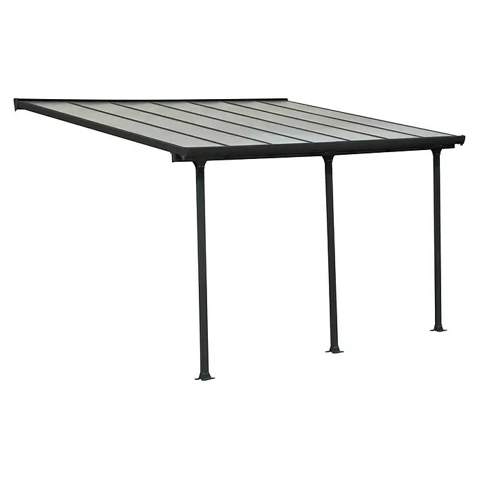 Solid Elements Terrassenüberdachung Martina - B x T: 425 x 300 cm, Anthrazitgrau, Polycarbonat, Transparent - Überdachung mit Stahlrahmen und transparentem Dach. Die Überdachung bietet Schutz vor Sonne und Regen und ist ideal für den Garten oder die Terrasse.