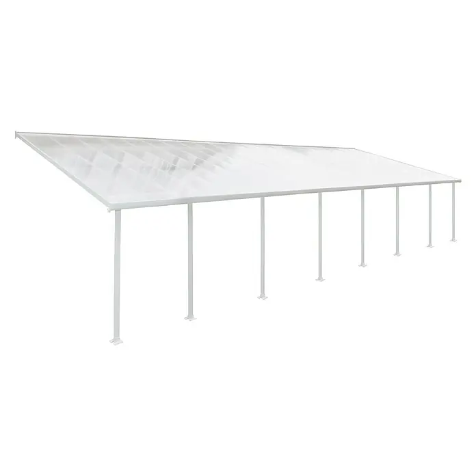 Solid Elements Terrassenüberdachung Martina - B x T: 1.212 x 400 cm, Verkehrsweiß, Polycarbonat, Transparent - Produktbild eines weißen Carports mit durchsichtigem Dach, ideal zum Schutz von Fahrzeugen vor Witterungseinflüssen.