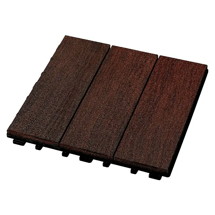 Klickfliese - WPC, 30 x 30 x 2,2 cm, 4 Stk., Terracotta - Braunfarbene Terrassenfliesen, die sich durch ihre einfache Verlegung und ihr robustes Material auszeichnen, ideal für den Außenbereich.