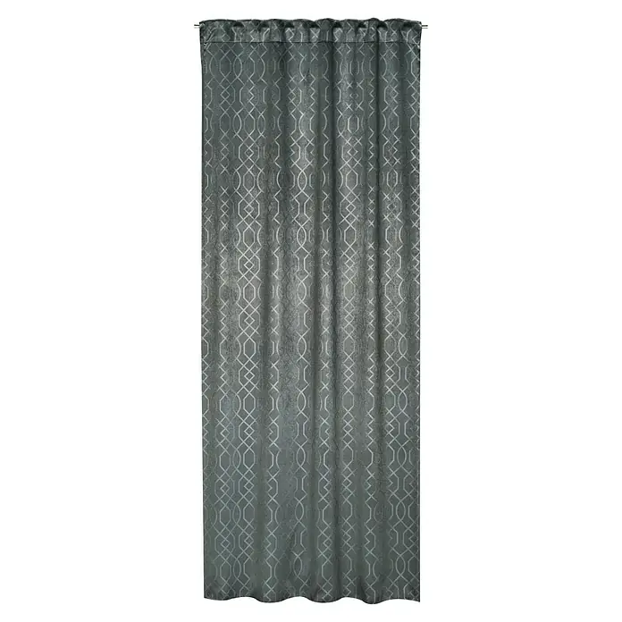 Elbersdrucke Verdunkelungsvorhang Equinox - 140 x 255 cm, 100 % Polyester, Anthrazit - Grauer Vorhang mit geometrischem Muster.