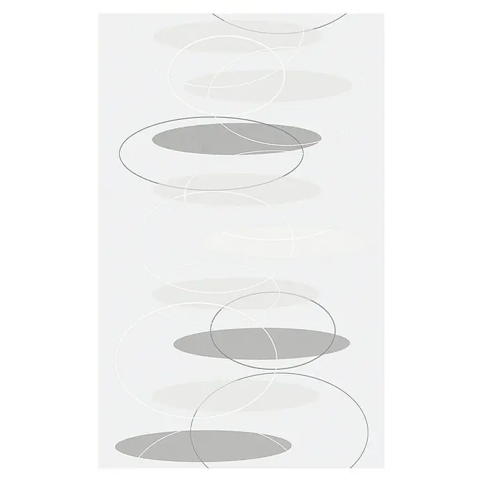 D-c-fix Static Premium Glasfolie Meterware Findus - Breite: 45 cm, Transluzent, Statisch haftend - Abstrakte Darstellung mit überlappenden Kreisen und Ellipsen in verschiedenen Grautönen, die ein modernes und dezentes Design erzeugen.