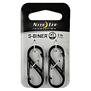 Nite Ize Doppelkarabiner (8 x 4,7 cm, Edelstahl, Schwarz, Zugfestigkeit: 2,3 kg)