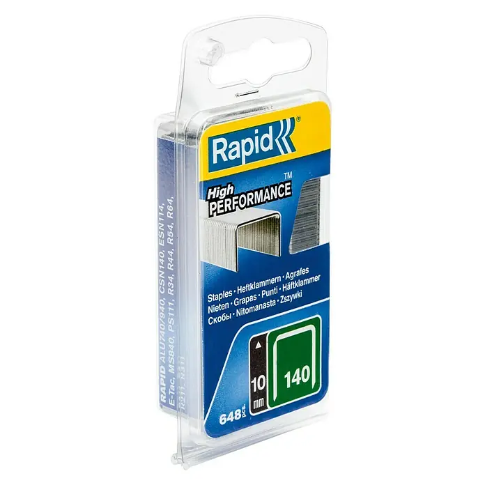Rapid Flachdrahtklammern Typ 140 - Länge: 10 mm, Rückenbreite: 10,6 mm, 650 Stk. - Rapid Hochleistungs-Klammern 10 mm/140, ideal für vielseitige Anwendungen. Zuverlässige Befestigung für Handwerker und Heimwerker.