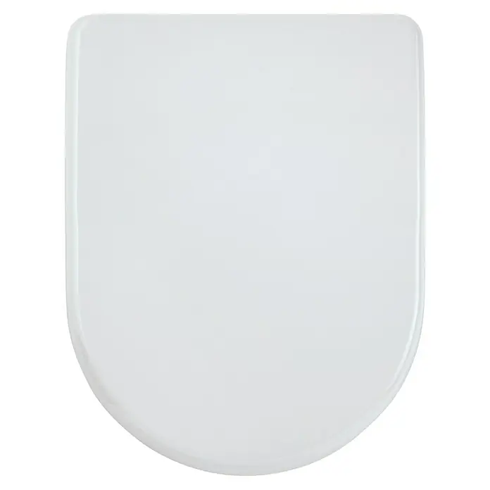 Poseidon Tapa de WC Valentina - Duroplast, Blanco, Con caída amortiguada - Primer plano de un asiento de inodoro blanco, que muestra un diseño elegante e higiénico para cualquier baño.