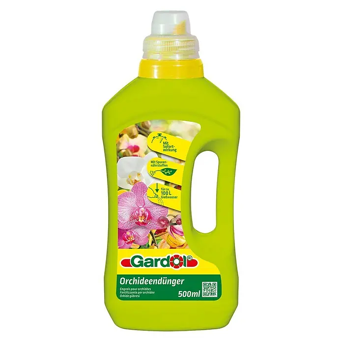 Gardol Orchideendünger - 500 ml, Max. ausreichend für Flüssigkeitsmenge: 100 l - Bild einer Flasche Gardol Orchideendünger mit 500 ml Inhalt, ideal für die Pflege und das Wachstum von Orchideen.