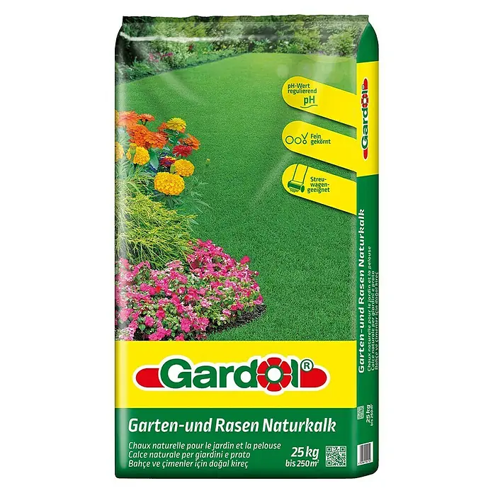 Gardol Garten- & Rasenkalk - 25 kg, Max. Anwendungsfläche: 250 m² - Abbildung eines Sackes Gardol Garten- und Rasen Naturkalk.