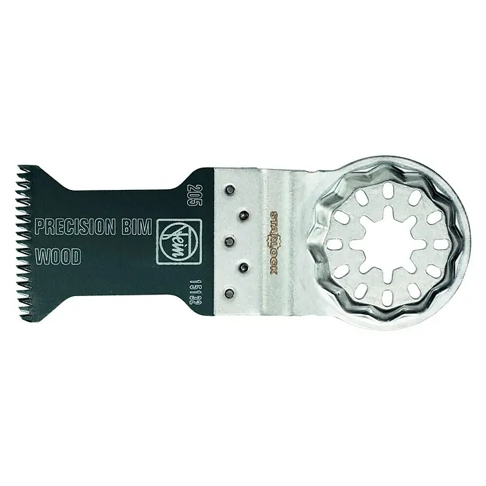 Fein Starlock Bi-Metall-Sägeblatt E-Cut Precision - L x B: 50 x 35 mm, 1 Stk. - Fein Oszillierendes Sägeblatt für präzise Holzschnitte. Das BIM-Sägeblatt ist ideal für saubere und schnelle Ergebnisse in Holzwerkstoffen.