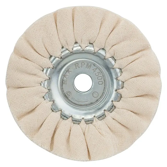 Craftomat Schwabbelscheibe - Durchmesser: 85 mm, Breite: 10 mm - Polierscheibe aus Stoff mit Metallkern und der Aufschrift "MAX RPM 4500" für Poliermaschinen.
