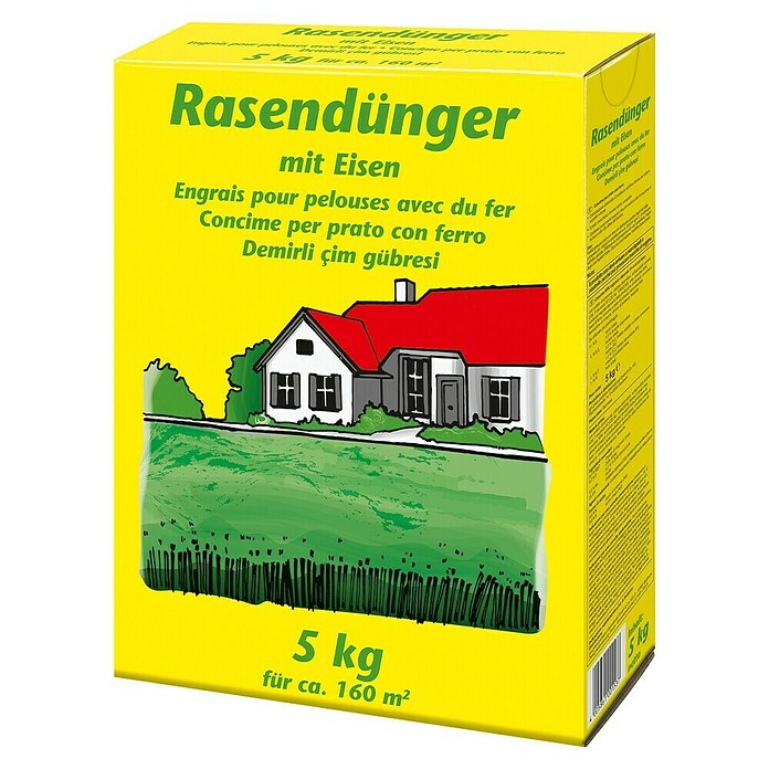 Rasendünger (Mit Eisen, 5 kg, Inhalt ausreichend für ca.: 160 m²)