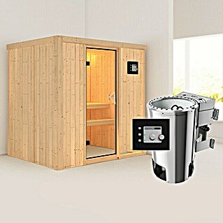 Karibu Elementsauna Fanja (Mit 3,6 kW Bio-Ofen mit externer Steuerung, Ohne Dachkranz, L x B x H: 196 x 151 x 192 cm)