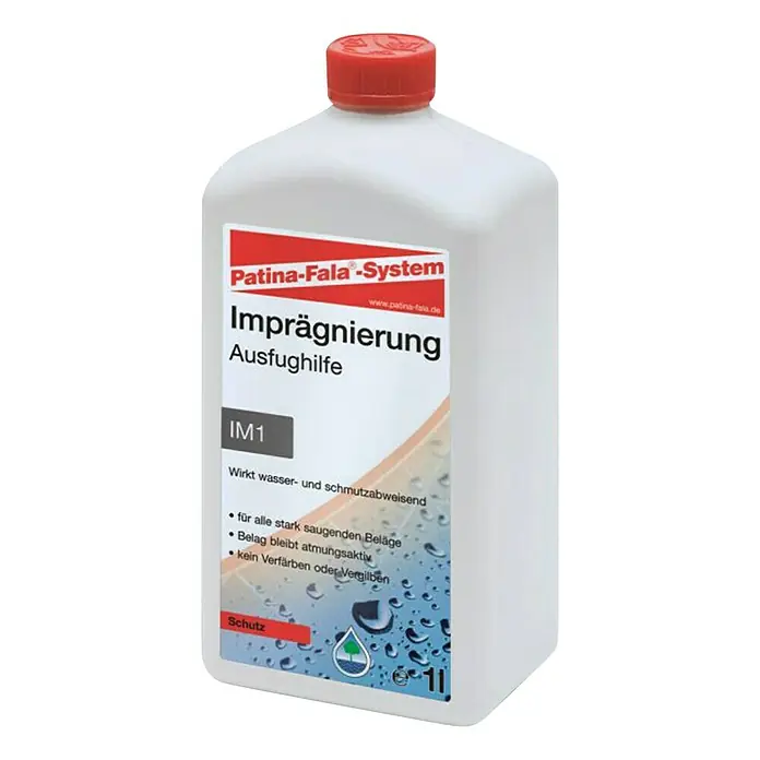 Patina-Fala Imprägnierung - 1 l - Patina-Fala-System Imprägnierung Ausfughilfe IM1: Wirkt wasser- und schmutzabweisend, für stark saugende Beläge und atmungsaktiv.