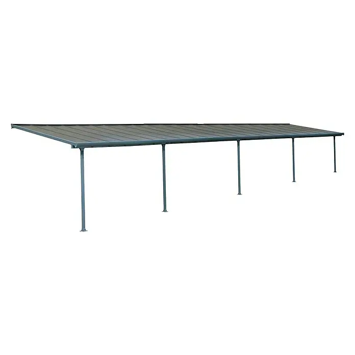 Solid Elements Terrassenüberdachung Martina - B x T: 1.220 x 300 cm, Anthrazitgrau, Polycarbonat, Transparent - Abbildung eines modernen Carports mit grauem Dach und Stützpfosten, ideal für den Schutz von Fahrzeugen vor Wettereinflüssen.