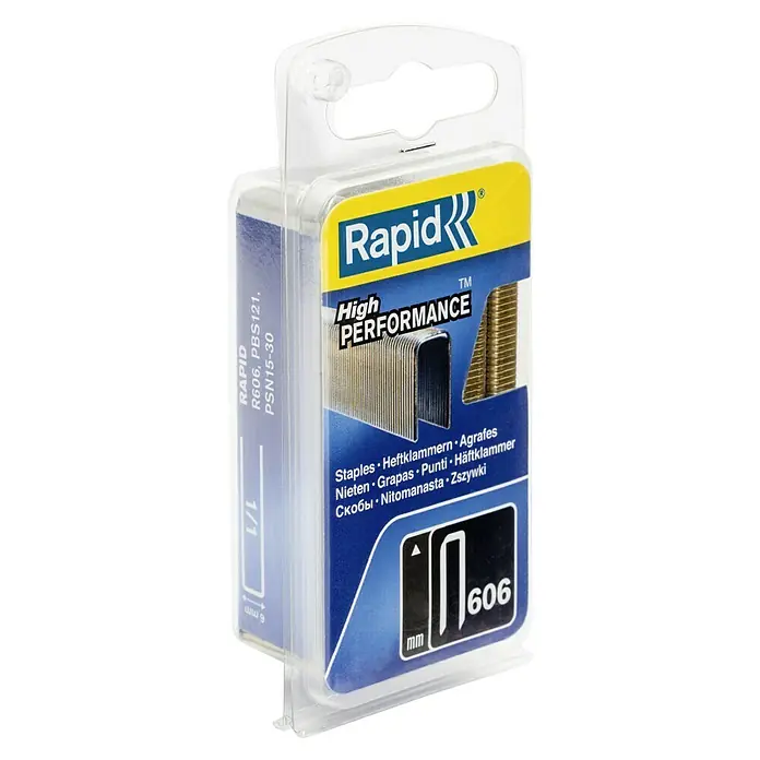 Rapid Schmalrückenklammer Typ 60612 mm, Rückenbreite: 6 mm, 1.200 Stk. - Eine Packung Rapid R606 Hochleistungs-Klammern, ideal für Büro und Handwerk, für zuverlässige Befestigungen.