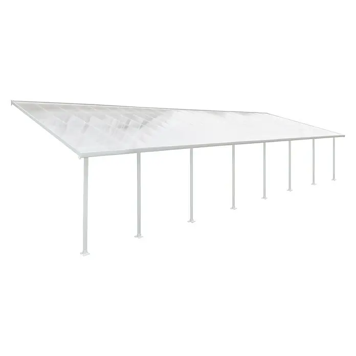 Solid Elements Terrassenüberdachung Martina - B x T: 1.276 x 400 cm, Verkehrsweiß, Polycarbonat, Transparent - Weißes Carport mit transparentem Dach und stabilen Pfosten für zuverlässigen Schutz vor Witterungseinflüssen. Ideal für Autos und Außenbereiche.