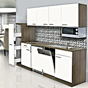 Respekta Composición de cocina (Ancho: 225 cm, Con placa de dos fuegos, Blanco)