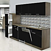 Respekta Composición de cocina (Ancho: 225 cm, Con placa vitrocerámica, Negro)