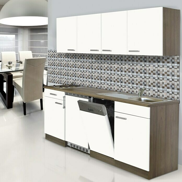 Respekta Cocina (195 cm, Con placa de dos fuegos, Blanco)