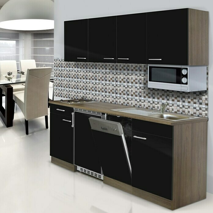 Respekta Cocina (195 cm, Con placa de dos fuegos, Negro)