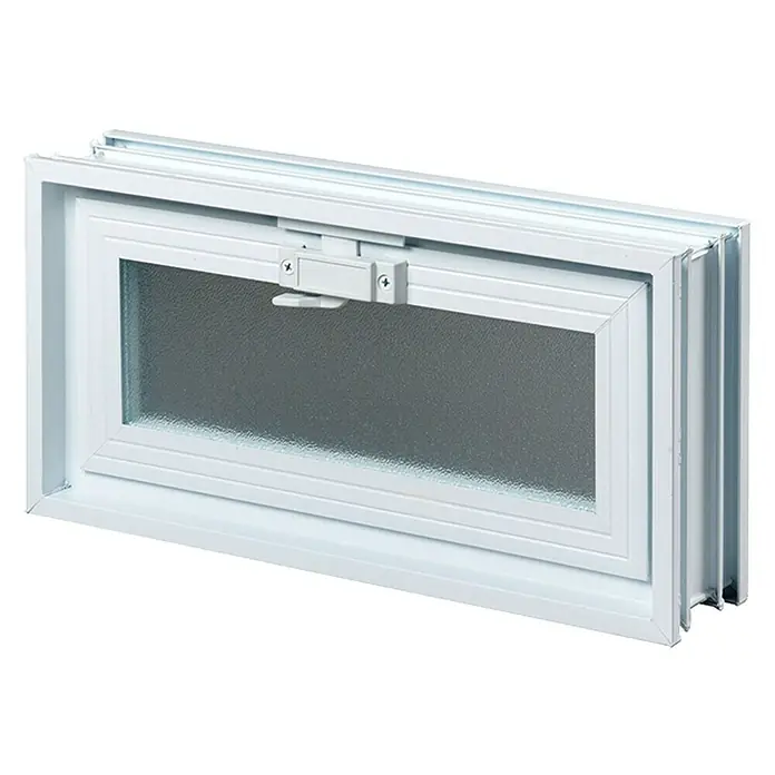 Fuchs Design Glasbaustein-Lüftungsfenster mit Fliegengitter - Passend für: 2 Glasbausteine 19 x 19 cm, 2-fach - Kellerfenster mit Drehkippfunktion, weiße Rahmenkonstruktion und geriffeltem Glas für mehr Privatsphäre und Sicherheit.