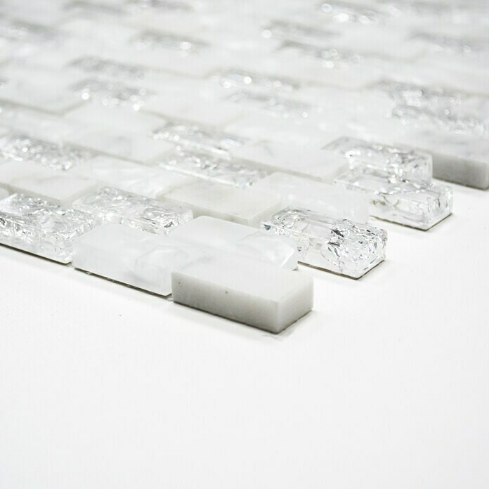 Mosaikfliese Crystal Mix XIC B1111 (30 x 28,5 cm, Weiß, Glänzend)