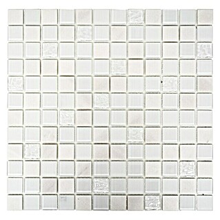 Mosaikfliese Quadrat Crystal Mix SAM 4M332 (30 x 30 cm, Weiß)