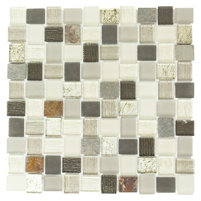 Mosaikfliese Crystal Mix XCM R09 (27,3 x 27,3 cm, Braun/Grau, Matt)