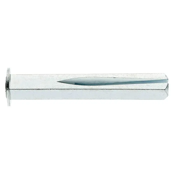 Portaferm Wechselstift - Länge: 65 mm - Das Bild zeigt einen Dübel, ein Befestigungselement, das verwendet wird, um Gegenstände an Wänden zu befestigen. Der Dübel ist aus Metall und hat eine zylindrische Form.