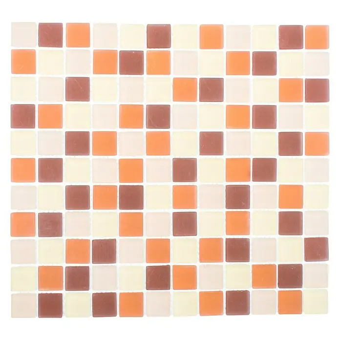 Mosaikfliese Quadrat Crystal Mix XCM 8560 - 32,7 x 30,2 cm, Braun/Beige, Matt - Quadratische Mosaikfliesen in Orange-, Braun- und Beigetönen. Ein schönes und farbenfrohes Dekor für jeden Raum mit kleinen quadratischen Fliesen.