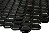 Mosaikfliese Hexagon Uni HX 060 (26 x 30 cm, Schwarz, Glänzend)