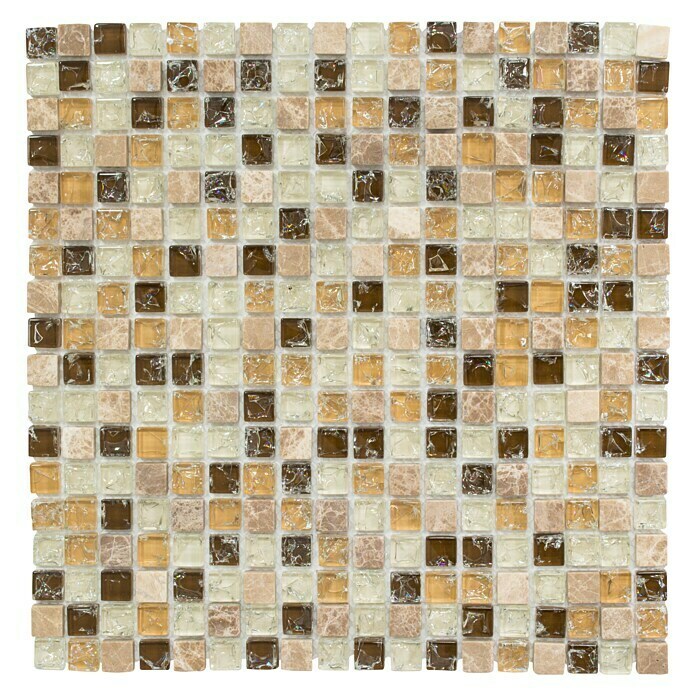Mosaikfliese Quadrat Crystal Mix XIC 1053 (30,5 x 30,5 cm, Hellbraun, Glänzend)