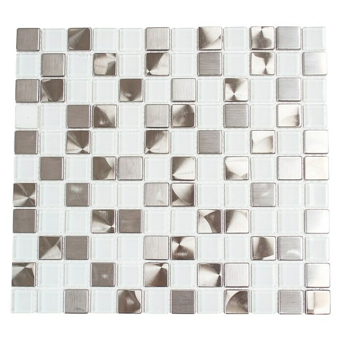 Mosaikfliese Quadrat Crystal Mix XAM A441 (32,7 x 30,2 cm, Weiß, Glänzend)