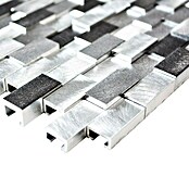Mozaïektegel Brick 3D Mix XAM A132 (30,1 x 30,4 cm, Zilver/Zwart, Mat)