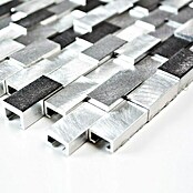 Mozaïektegel Brick 3D Mix XAM A132 (30,1 x 30,4 cm, Zilver/Zwart, Mat)