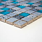 Mosaikfliese Quadrat Crystal Mix XCM CB 65 (30 x 32,5 cm, Blau, Glänzend)