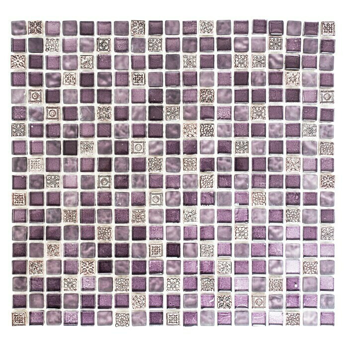 Mosaikfliese Quadrat Crystal Mix XCM M970 (32,2 x 30,5 cm, Lila, Glänzend)