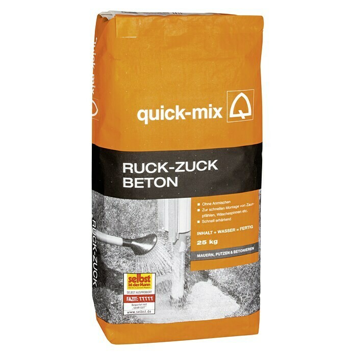 Quick-Mix Trocken-Fertigbeton Ruck Zuck (25 kg, Grau)