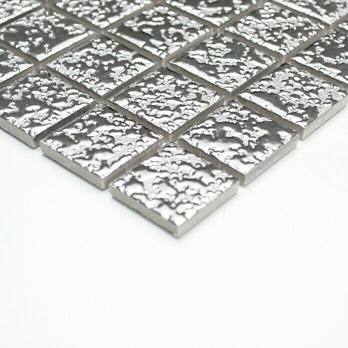 Mosaikfliese Uni SB 393 (33 x 30,2 cm, Silber, Glänzend)