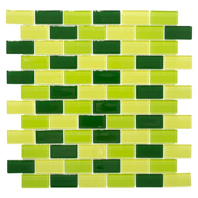 Mosaikfliese Brick Crystal Mix CM B454 (32,2 x 31 cm, Grün, Glänzend)