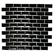 Mosaikfliese Brick Bond Diamond CBB 108 (30 x 30 cm, Schwarz, Glänzend)