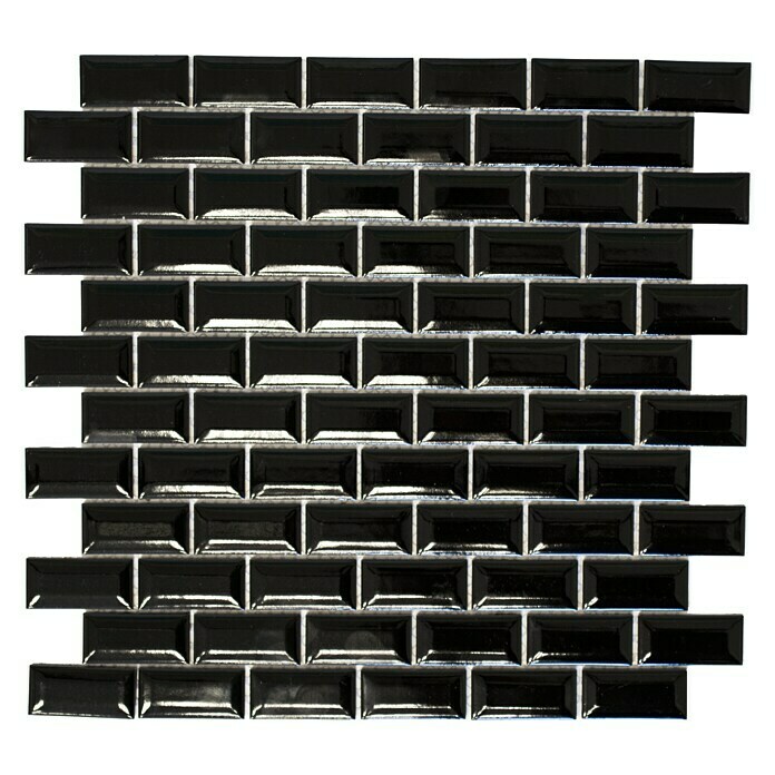 Mosaikfliese Brick Bond Diamond CBB 10830 x 30 cm, Schwarz, Glänzend View From Above